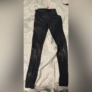 Spanx Black Metallic Leggings Size Small Like New
